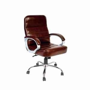 Woodberg Zen Brown Medium Back Leatherette Ergonomic Revolving Office Chair with 360 deg Swivel Wheels, WBM123BR
