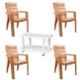 Italica 4 Pcs Polypropylene Camel Spine Care Chair & White Table with Wheels Set, 2277-4/9509