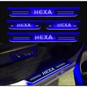 SureStrive 4 Pcs Acrylic Car Side Footstep Set with Blue LED Door Sill Scuff Plate for TATA Hexa All Model