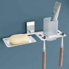 Plantex Iris 304 Grade Stainless Steel 2-in-1 Soap Holder with Tumbler Holder/Bathroom Accessories