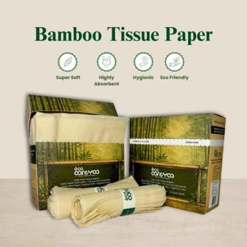 Eco Aaroyaa 50 Pcs Bamboo Tissue Paper Packet with Soft & Absorbent