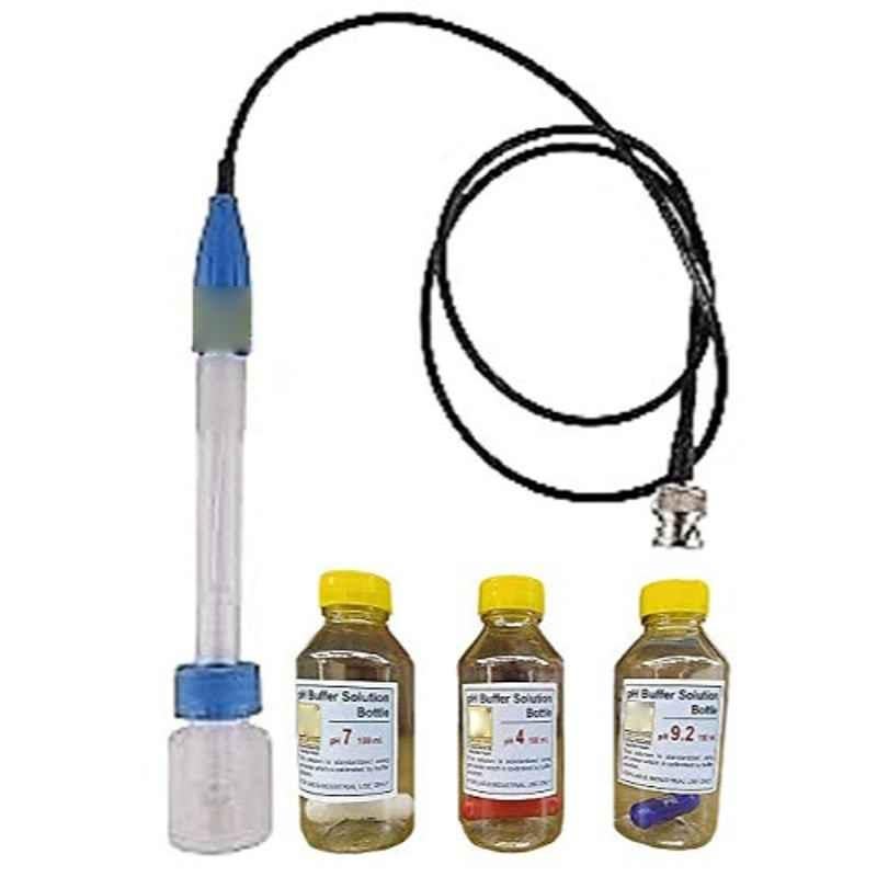 Lab Junction pH Combination Electrode with Charger Bottle & 4, 7 & 9.2 pH Buffer Solution Bottle, LJ-111 (d)