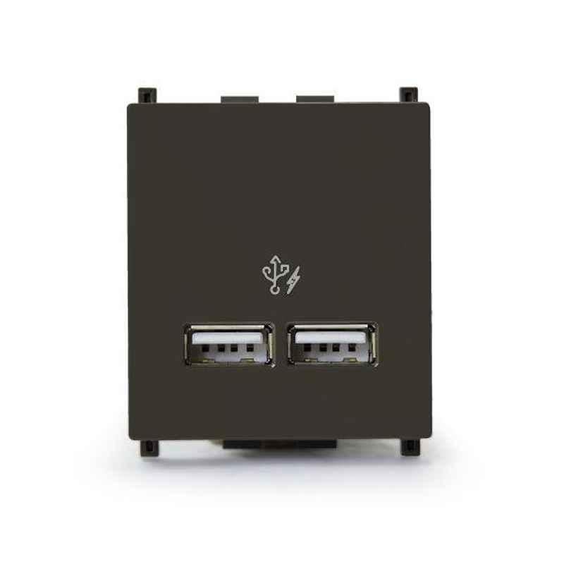Schneider Zencelo 2.1A 2 Module Dark Grey USB Charger, IN8432USB_BZ (Pack of 5)