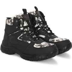 Ozarro Genuine Leather Steel Toe White & Black Commando Army Safety Shoes, S4451, Size: 7