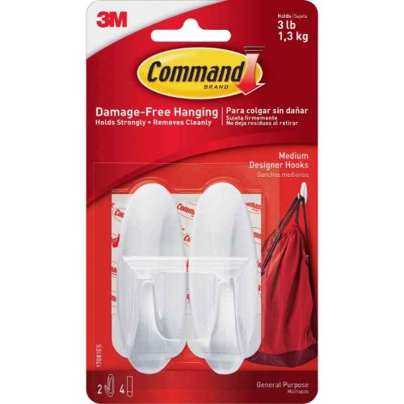 3M Command Medium Designer Hooks with Strips, 17081ES