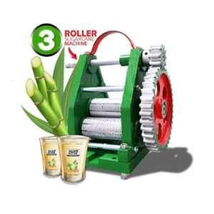 Microactive Mild Steel Green & Orange Small Manual Sugarcane Juice Machine with 3 Roller