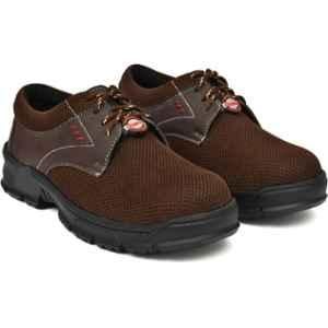 Ozarro Leather & Mesh Steel Toe Brown Safety Shoes, S4464, Size: 11
