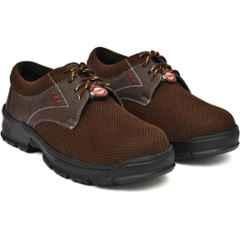 Ozarro Leather & Mesh Steel Toe Brown Safety Shoes, S4464, Size: 11
