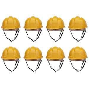 Ladwa ABS PVC Yellow Free Size Heavy Duty Superior Nape Safety Helmet, LSI-Helmet-YNP08 (Pack of 8)