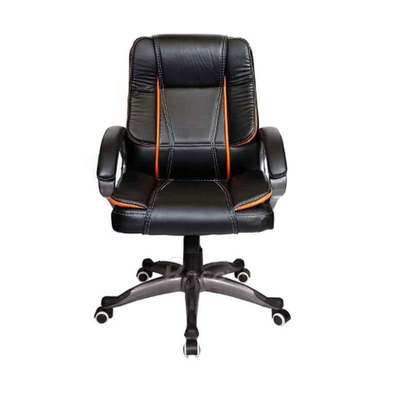 Rose SpaceX Leatherette Black & Orange Medium Back Revolving Executive Office Chair