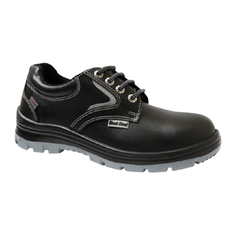 Blacksteel BS 9051 Leather Steel Toe Black Work Safety Shoes, Size: 6