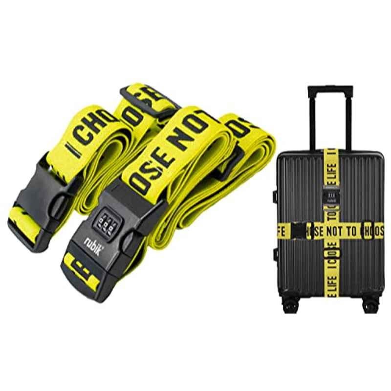 Rubik 210x5cm Yellow Luggage Strap Belt, RBLSTWLCL2 (Pack of 2)