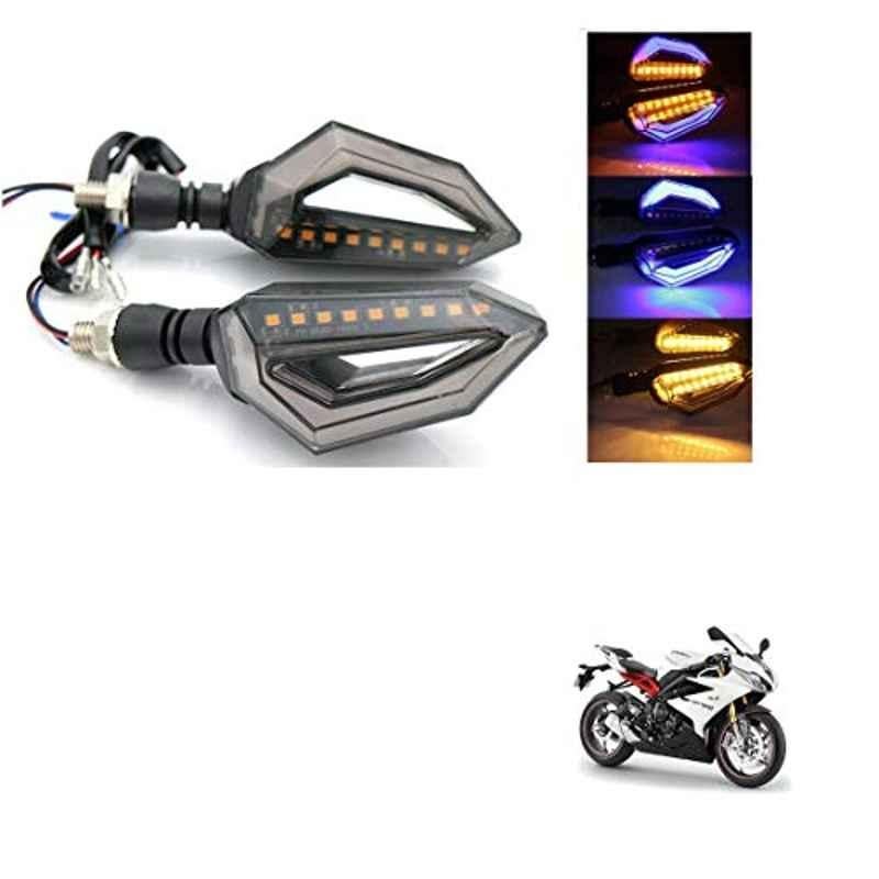 Kozdiko 4 Pcs Bike D Shaped 9 LED Front & Rear Side Turn Signal Indicator Light Set for Triumph Daytona 675 R
