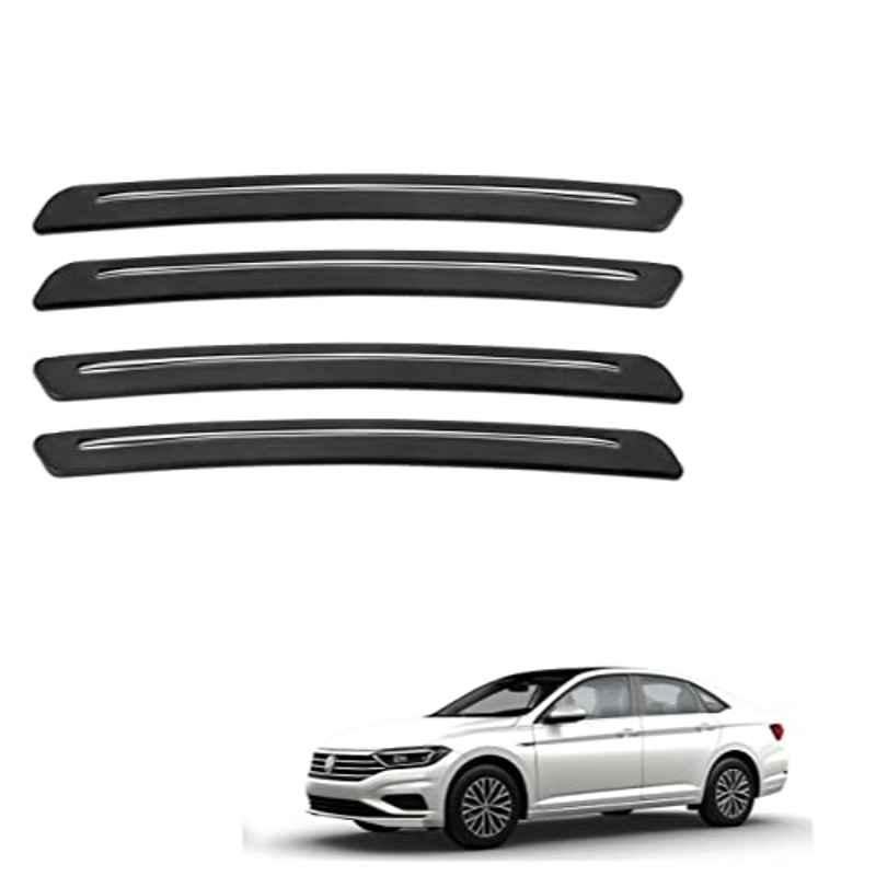 Kozdiko 4 Pcs Rubber Black Car Bumper Protector Set with Chrome Strip for Volkswagen New Jetta