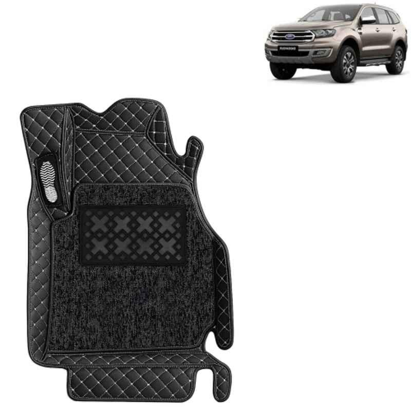 Kingsway 4 Pcs Premium 7D 100% Waterproof & Washable PU Leatherette Classic Black Car Floor Mat Set for Ford Endeavour 2019 to 2021 All Model