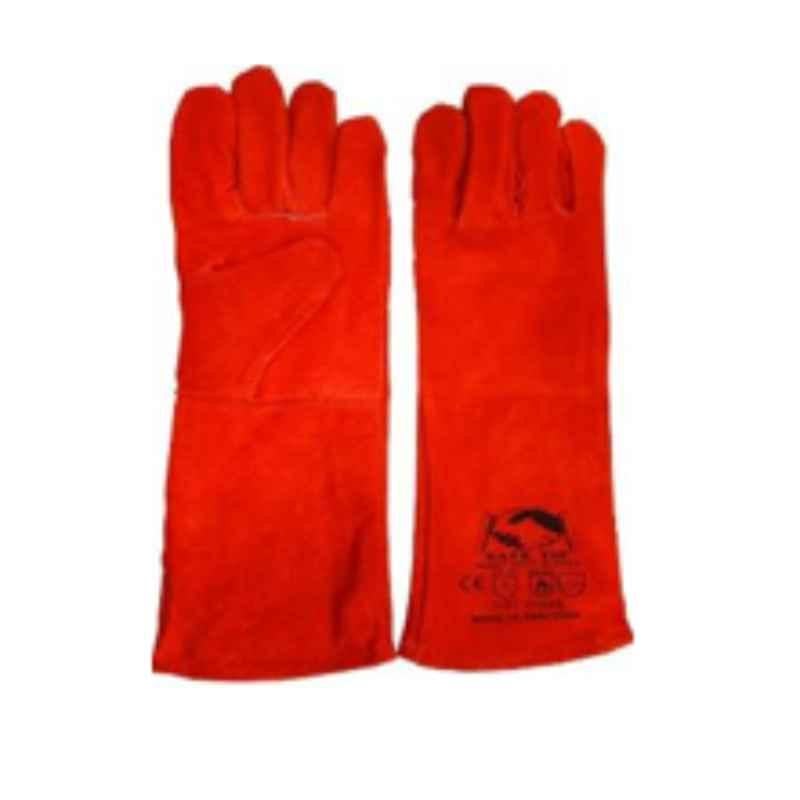 X-Mark Leather Red Safety Gloves, Size: 16 inch
