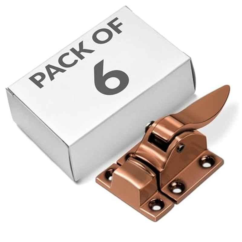Plantex Zinc Alloy Rose Gold Cabinet Latch for Kitchen Cabinets & Cupboards (Pack of 6)