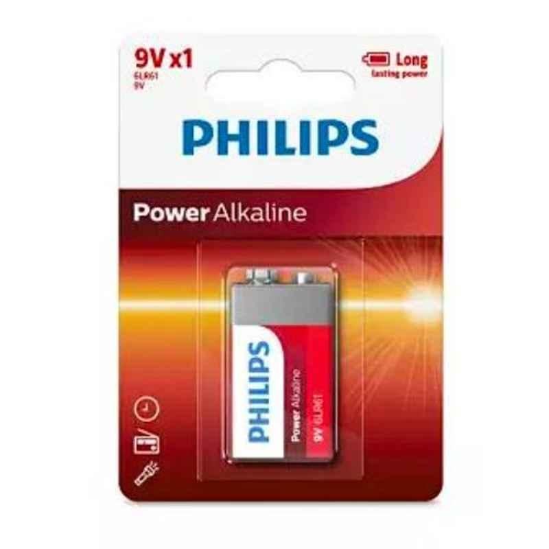 Philips 6LR61P1B/97 9V Power Alkaline 9V Battery, (Pack of 5)