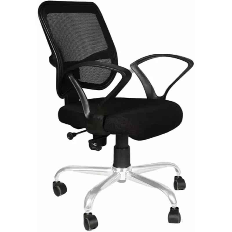 KVS India Mesh Black Medium Back Office Chair with Adjustable Arm