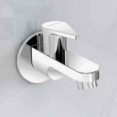 Plantex Pure Brass PAC-1801 Bib Cock Water Tap with Water Saving Aerator/Bib Tap with Teflon Tape & Brass Wall Flange for Wash Basin-7 Year Warranty Mirror Chrome Finish