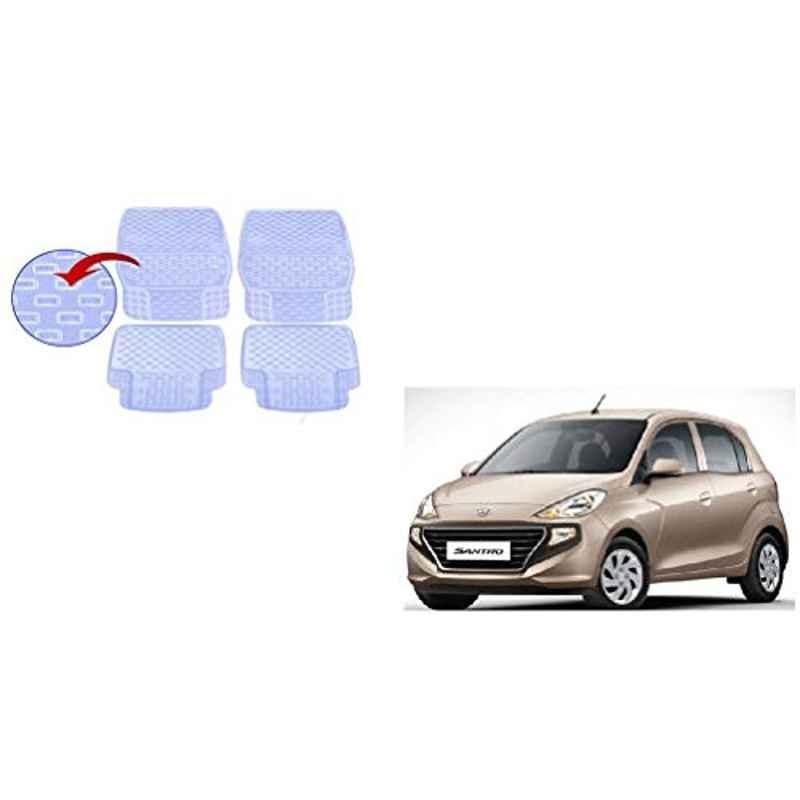 Kozdiko 93043 4 Pcs Rubber & PVC Clear Car Floor Mat Set for Hyundai Santro 2018
