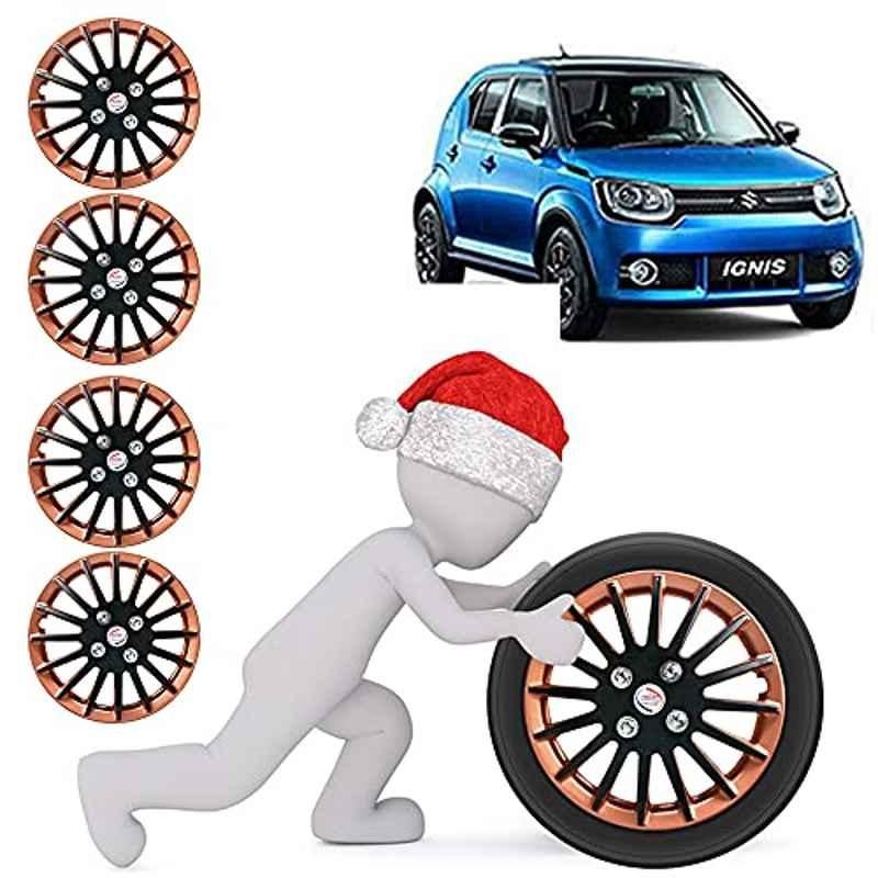 Auto Pearl 4 Pcs 15 inch ABS Copper & Black Press Fitting Wheel Cover Set for Maruti Suzuki Ignis