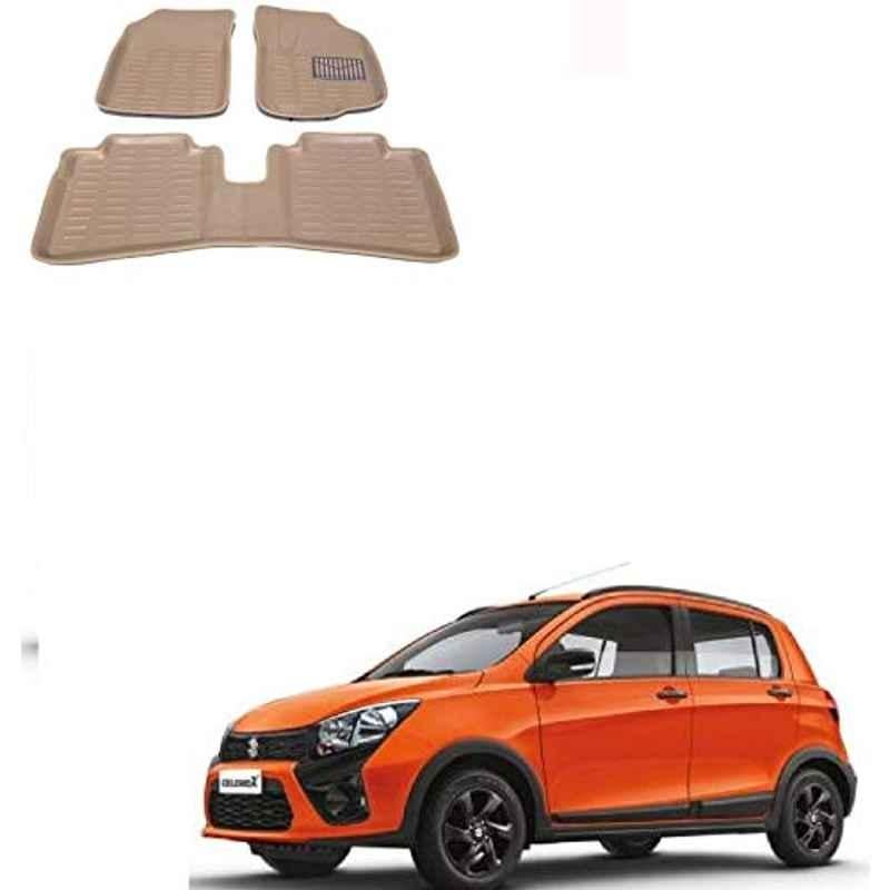 Kozdiko 3 Pcs 3D Beige Car Foot Mat Set for Maruti Suzuki Celerio X, koz_68067