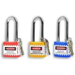 Asian Loto 3 Pcs 65mm Red, Yellow & Blue Long Shackle Jacket Padlocks Set for Safety, ALC-LPL-RYB