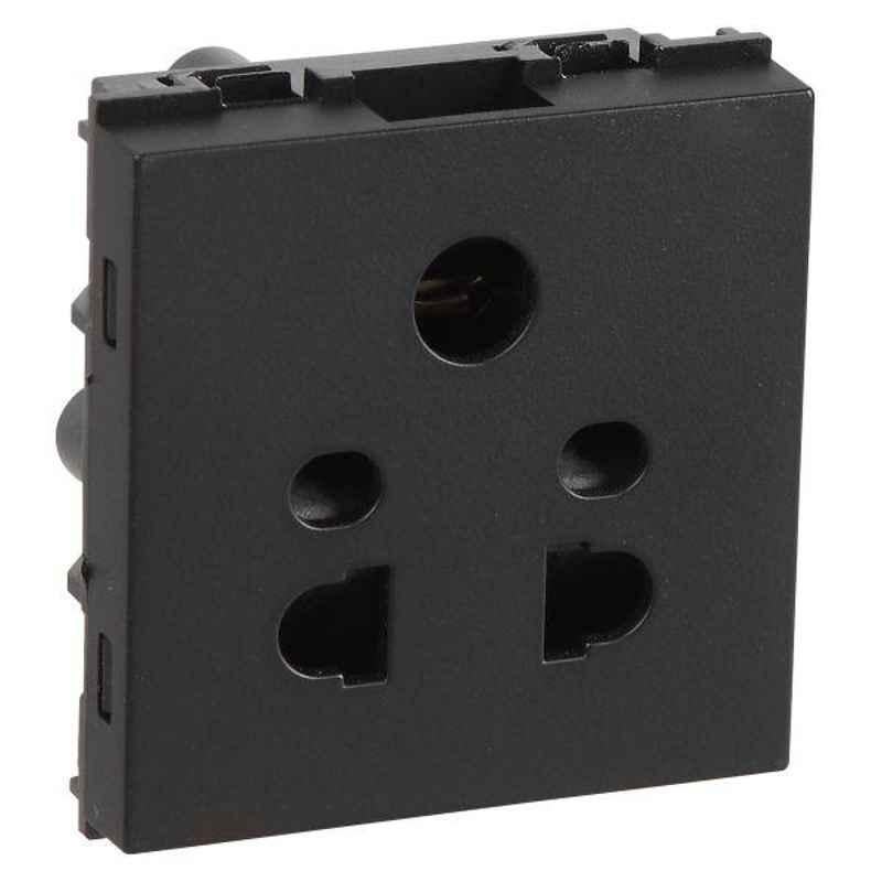 Havells Fabio 6A Polycarbonate Mat Black 5 Pin Socket, AHFKPXB065