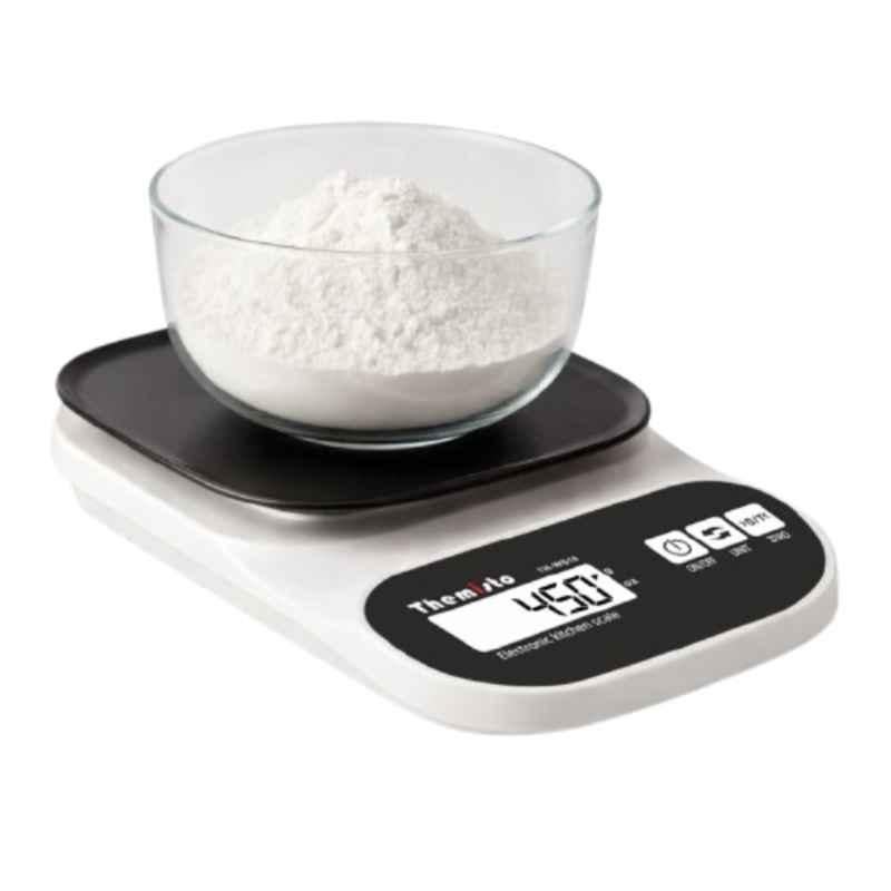 Themisto 10kg Plastic Black & White Kitchen Weighing Scale with LCD Display, TH-WS16