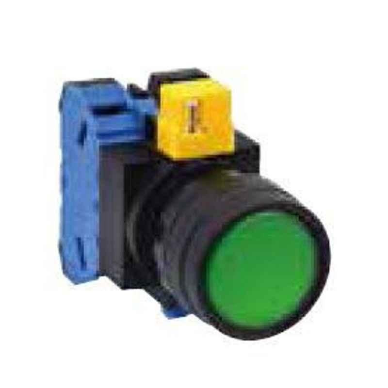 Idec 22mm 2NO 24V Round Flush Green illuminated Pushbutton, HW1L-A120Q4G