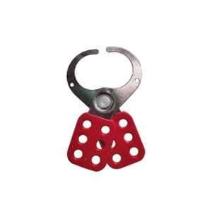 Lukko Safety 12 Holes Mild Steel Vinyl Coated Red Small LOTO Safety Lockout Hasp, Jaw Size: 38-39 mm, LS-H28