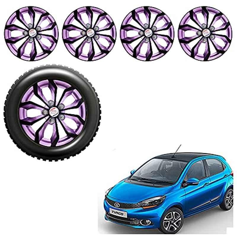 Auto Pearl 4 Pcs 14 inch ABS Black & Violet Car Wheel Cover Set for Tata Tiago 2019 XT & XZ
