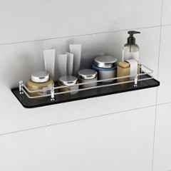 Plantex Premium Black Glass Shelf for Bathroom/Kitchen/Living Room Bathroom Accessories Polished, 18x6 inch