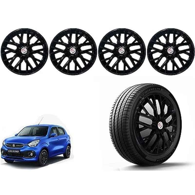 Auto Pearl 4 Pcs 14 inch Polypropylene Black Press Type Car Wheel Cover Set with Retention Ring for Maruti Suzuki Celerio 2021 Onwards, 14WC_Phoenix_Black_Celerio2021onwards