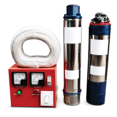 Rajco V-4 2HP 1.5kW 18 Stage Copper Single Phase Oil Filled Submersible Pumps with Control Pannel & 60m Cable