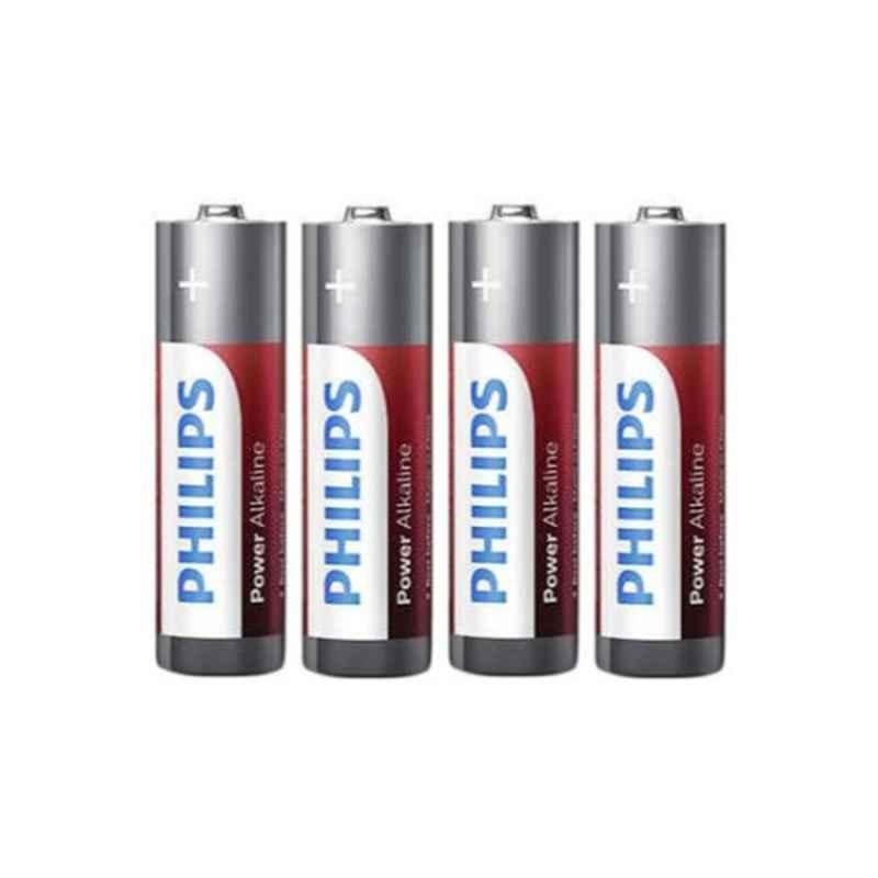 Philips Power 4Pcs 1.5V White, Red & Silver Alkaline Battery Set, LR6P4B/97