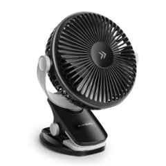 Longway Clipzy 10W 2000mAh Plastic Black Rechargeable Portable Clip Fan with 360 deg Rotation & 3 Speed Control & 1 Year Warranty