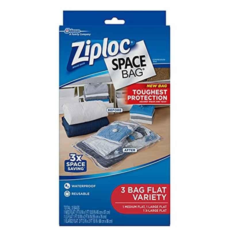 Ziploc Plastic Transparent Vacuum Sealer Storage Bag, 31810704243 (Pack of 3)