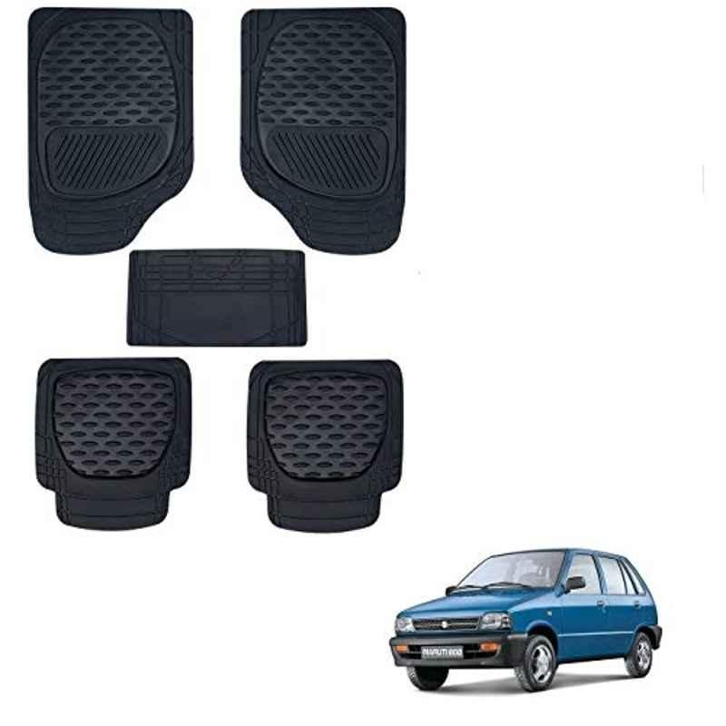 Kozdiko 6255 5 Pcs Rubber & PVC Black Heavy Car Foot Mat Set for Maruti Suzuki 800
