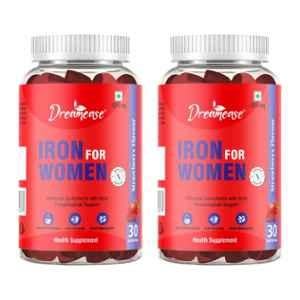 Dreamease 30 Pcs Strawberry Flavour Iron Gummies For Women (Pack of 2)