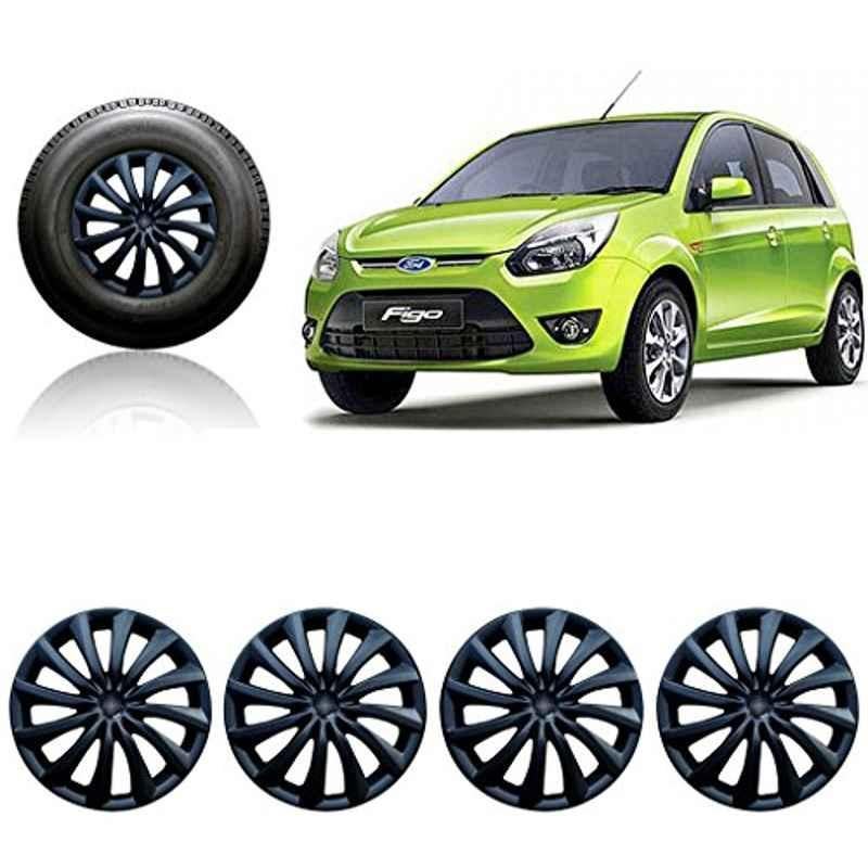 Auto Pearl 4 Pcs 14 inch Black Press Fitting Wheel Cover Set for Ford Figo Type-1