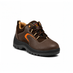 Dyke Comfy Leather Fiber Toe PU Sole Brown Safety Shoes, Size: 7