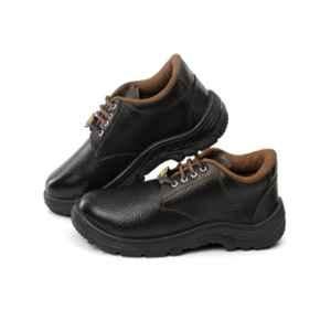 Komico Eco Synthetic Leather Black Metal Toe Safety Shoes, Size: 10