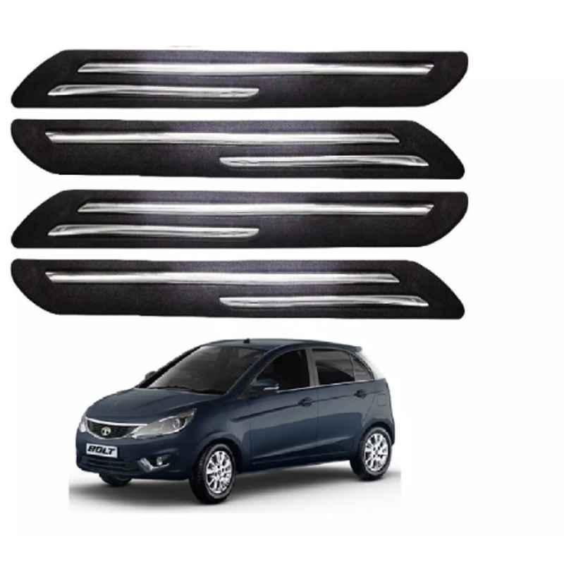 Sca Rubber Car Side Bumper Protector Guard with Double Chrome Strip for Tata Bolt All Model Black Set Of 4, SCA-DEQQXQ