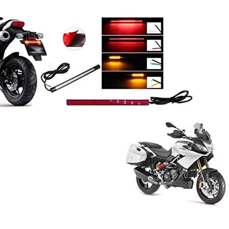 Kozdiko 48 SMD Bike Red Flexible LED Strip Tail Brake Light with Yellow Turn Indicator Light for Aprilia Caponord 1200