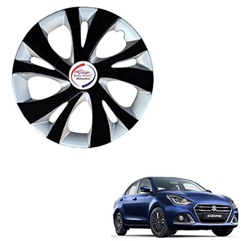 Auto Pearl 4 Pcs 14 inch ABS Black & Silver ER28 Hubcap Wheel Cover Set with Retention Ring for Maruti Suzuki Dzire 2020