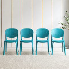 CELLBELL Aero Plastic Peacock Blue Stackable Armless Chair (Pack of 4)
