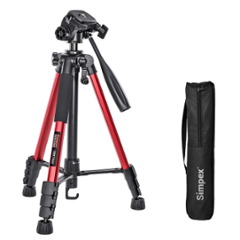 Simpex C-606 Red Lightweight Adjustable Tripod with Carry Bag for DSLR, Mobile Phones, Digital Cameras, Vlogging, Photography & Video Recording