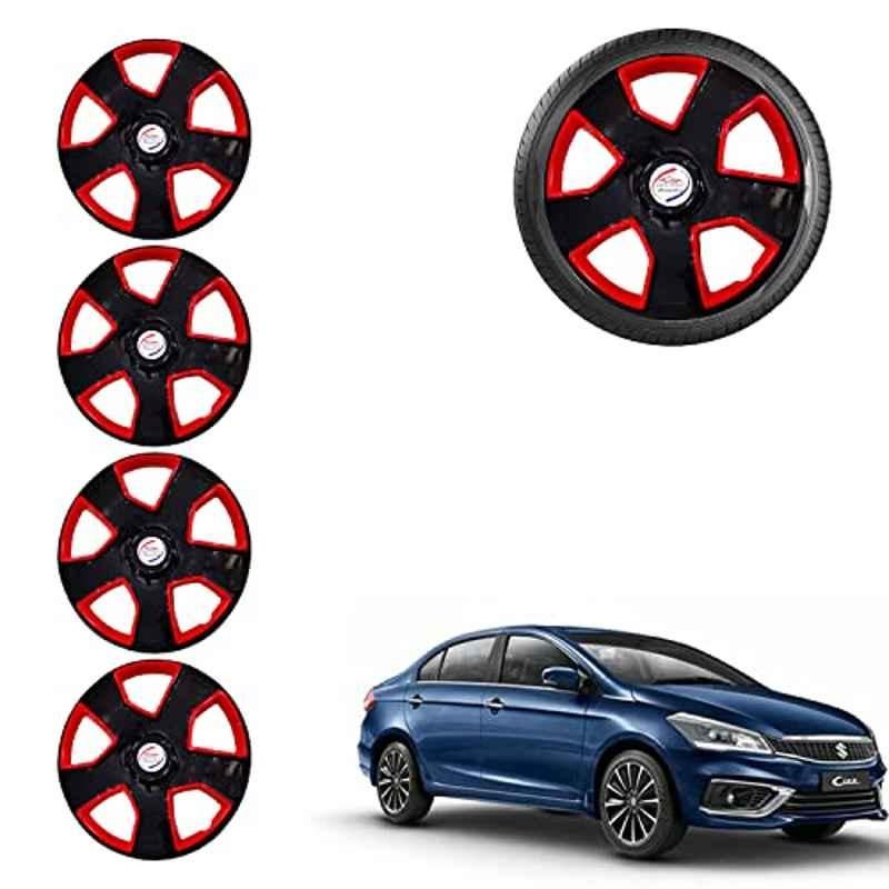 Auto Pearl 4 Pcs 15 inch ABS Black & Red Car Wheel Cover Set for Maruti Suzuki Ciaz 2018